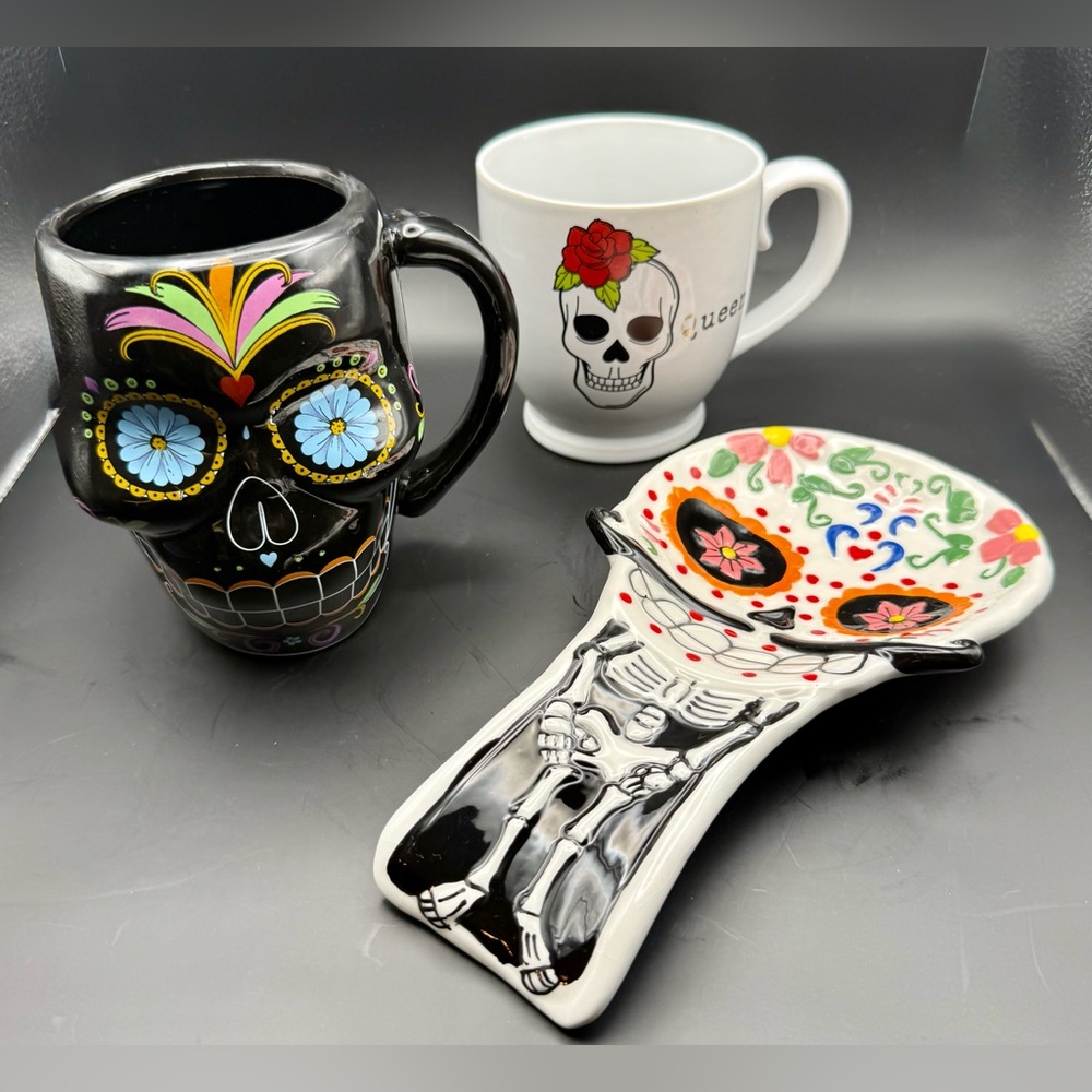 Day of the Dead Mugs (16oz & 20oz) & Spoon Rest.